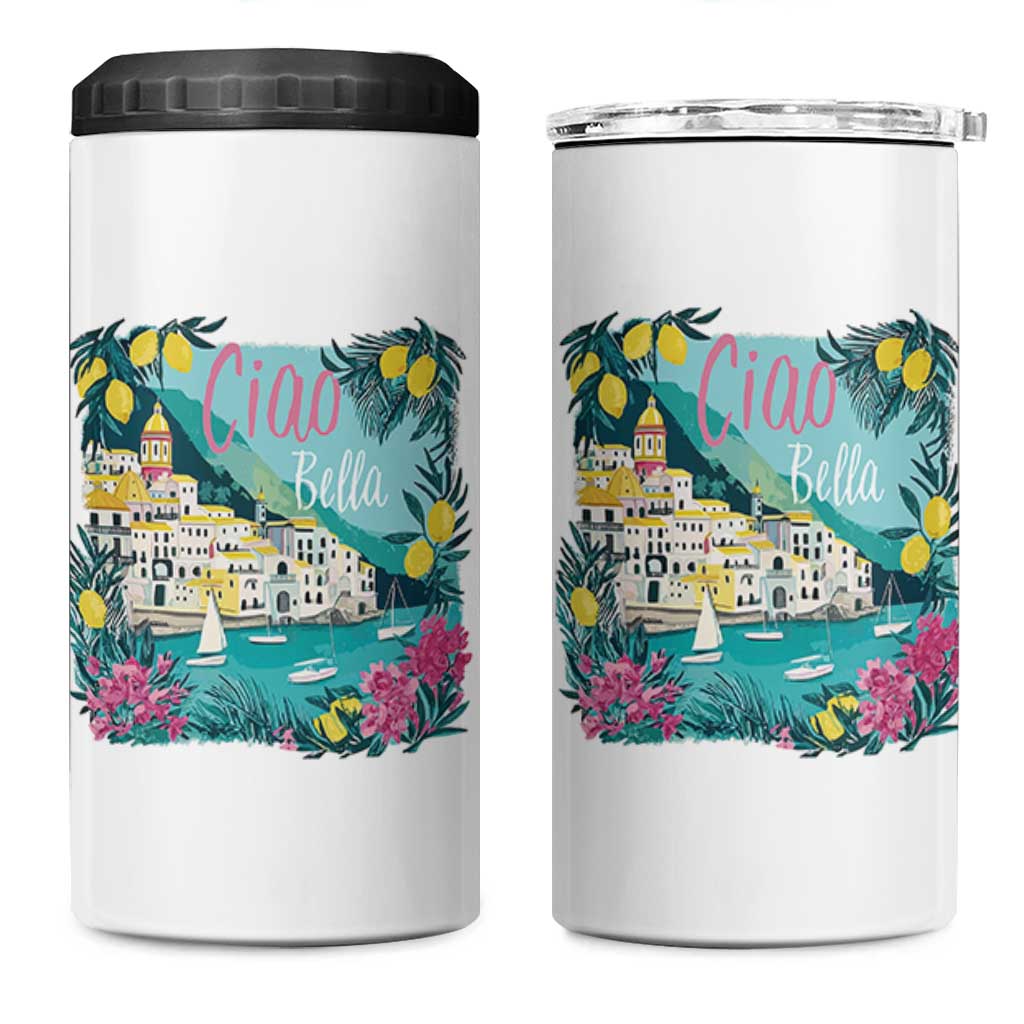 Ciao Bella Italy Amalfi Coast 4 in 1 Can Cooler Tumbler Lemons and Florals Nostalgic Village - Wonder Print Shop
