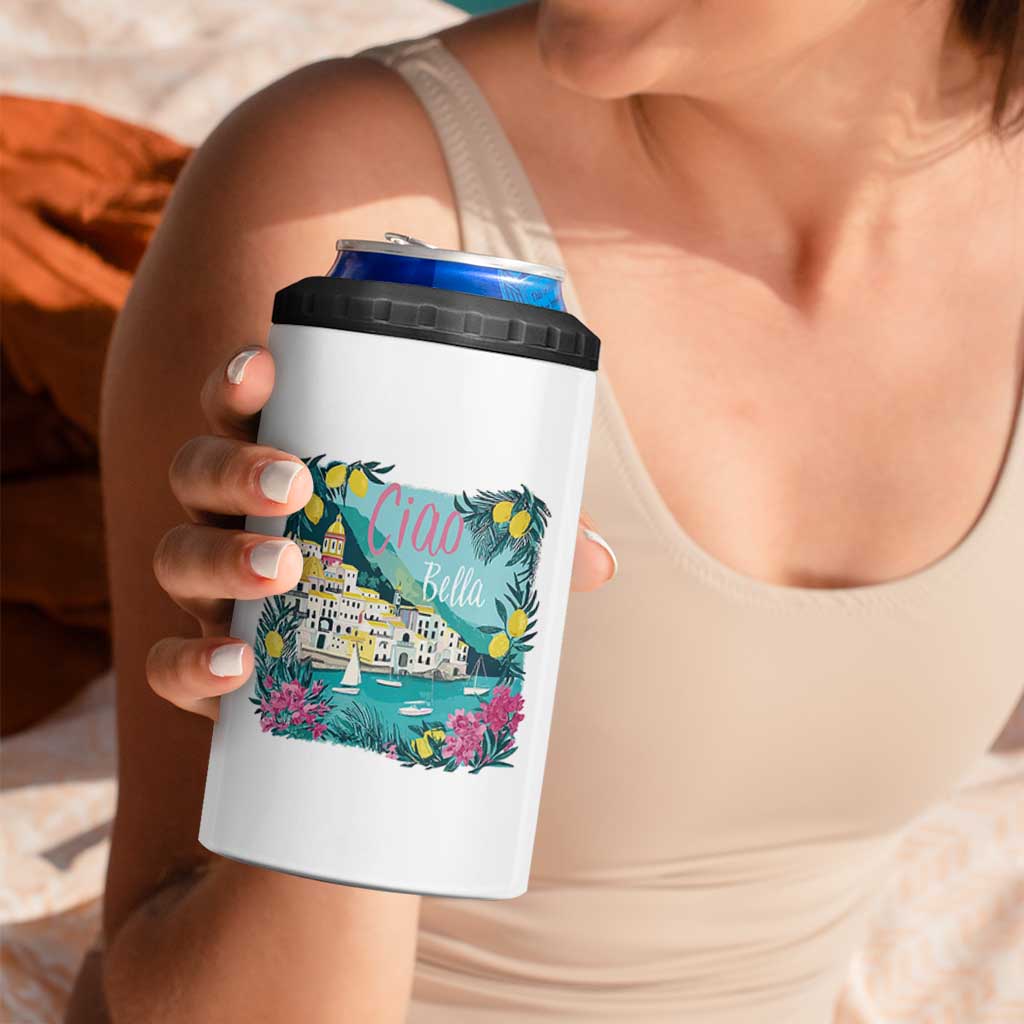 Ciao Bella Italy Amalfi Coast 4 in 1 Can Cooler Tumbler Lemons and Florals Nostalgic Village - Wonder Print Shop