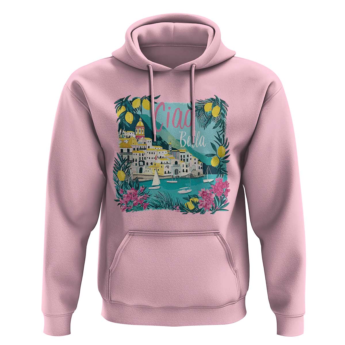 Ciao Bella Italy Amalfi Coast Hoodie Lemons and Florals Nostalgic Village - Wonder Print Shop