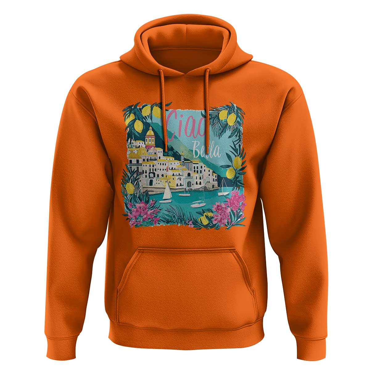 Ciao Bella Italy Amalfi Coast Hoodie Lemons and Florals Nostalgic Village - Wonder Print Shop