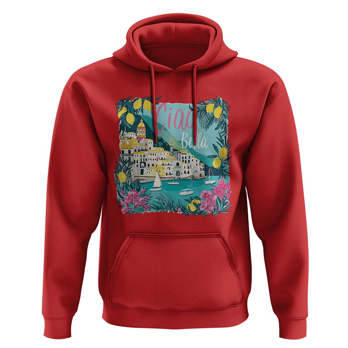 Ciao Bella Italy Amalfi Coast Hoodie Lemons and Florals Nostalgic Village - Wonder Print Shop