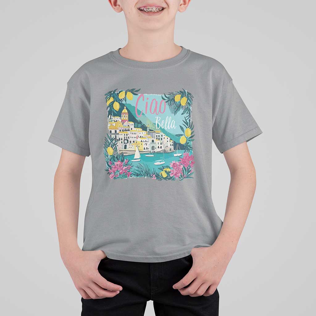 Ciao Bella Italy Amalfi Coast T Shirt For Kid Lemons and Florals Nostalgic Village - Wonder Print Shop