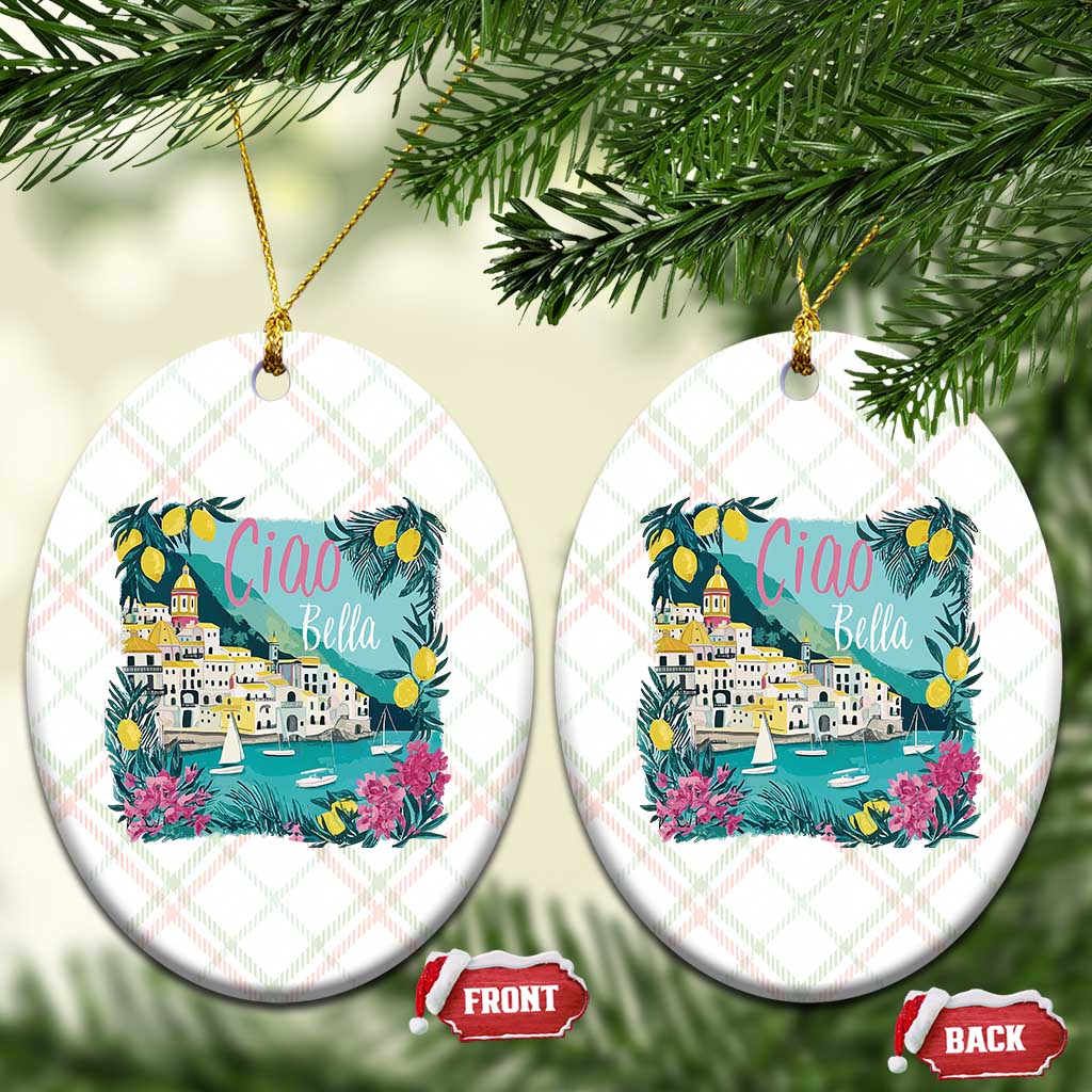 Ciao Bella Italy Amalfi Coast Ceramic Ornament Lemons and Florals Nostalgic Village - Wonder Print Shop