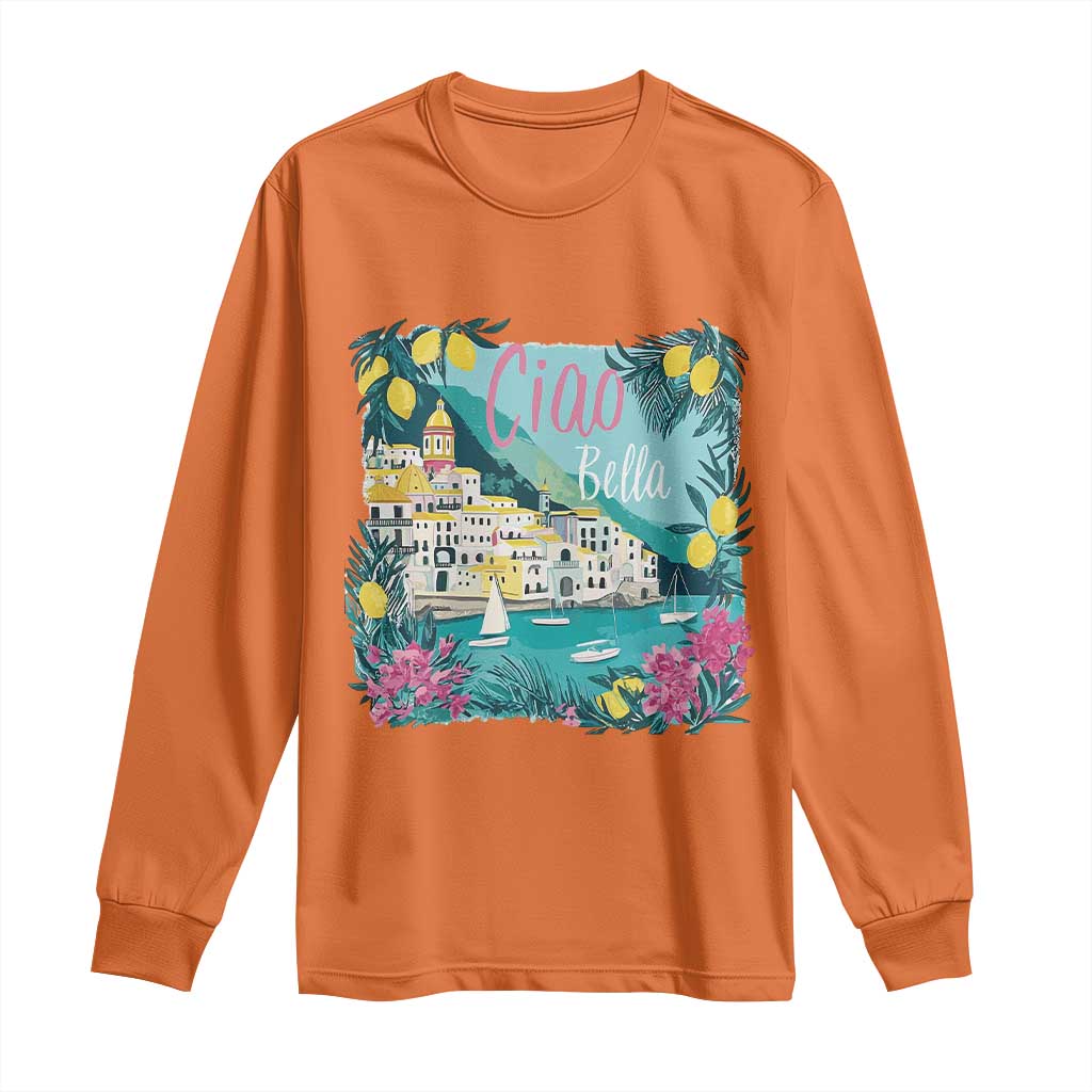 Ciao Bella Italy Amalfi Coast Long Sleeve Shirt Lemons and Florals Nostalgic Village - Wonder Print Shop