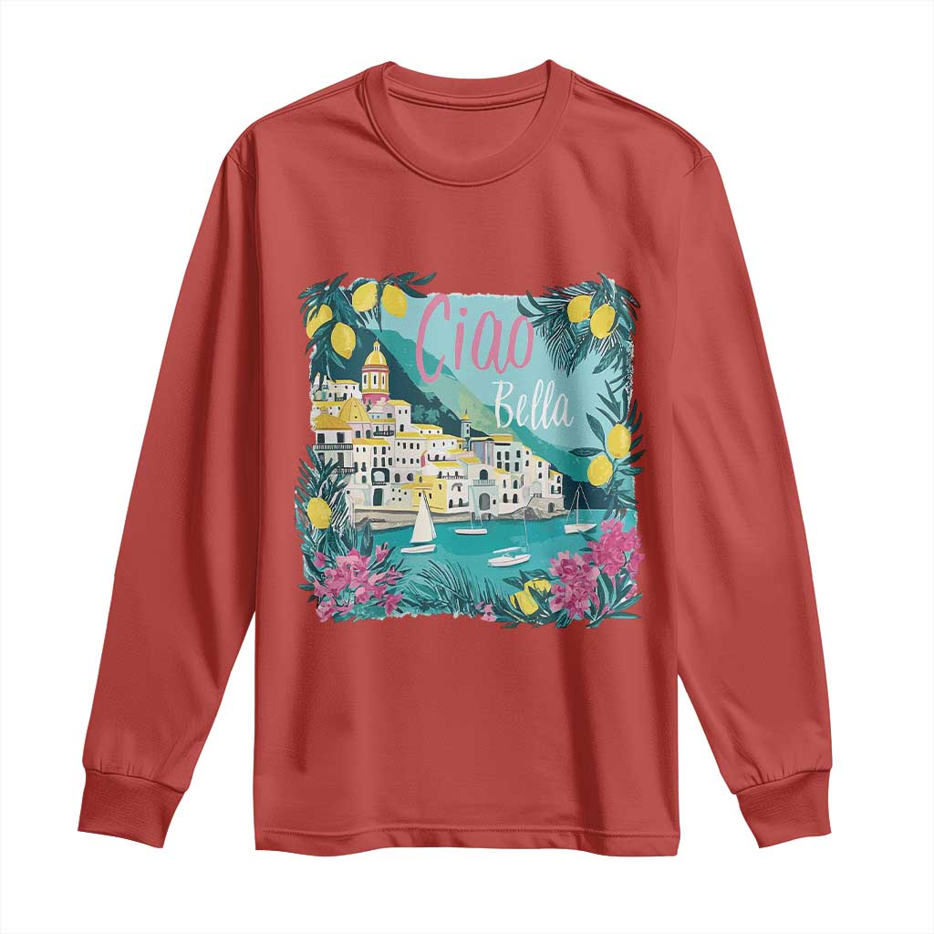 Ciao Bella Italy Amalfi Coast Long Sleeve Shirt Lemons and Florals Nostalgic Village - Wonder Print Shop