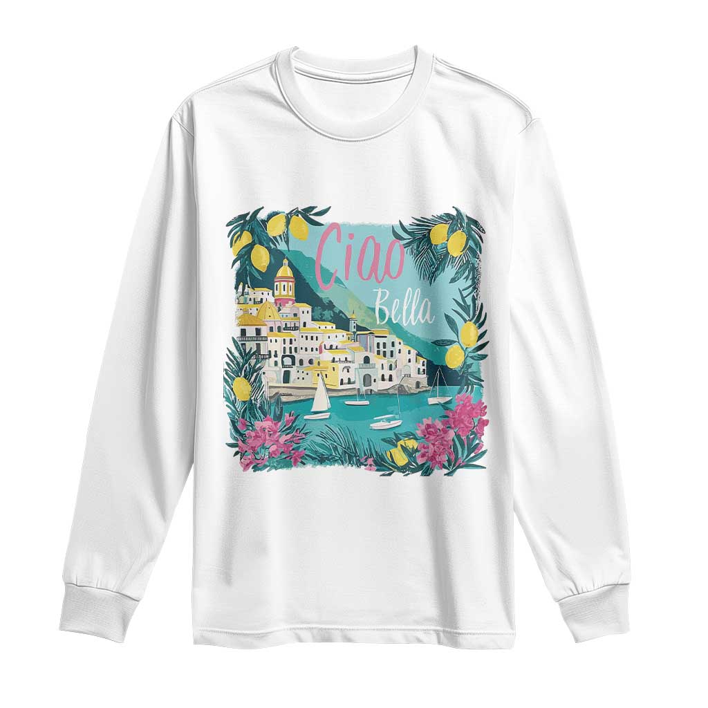 Ciao Bella Italy Amalfi Coast Long Sleeve Shirt Lemons and Florals Nostalgic Village - Wonder Print Shop