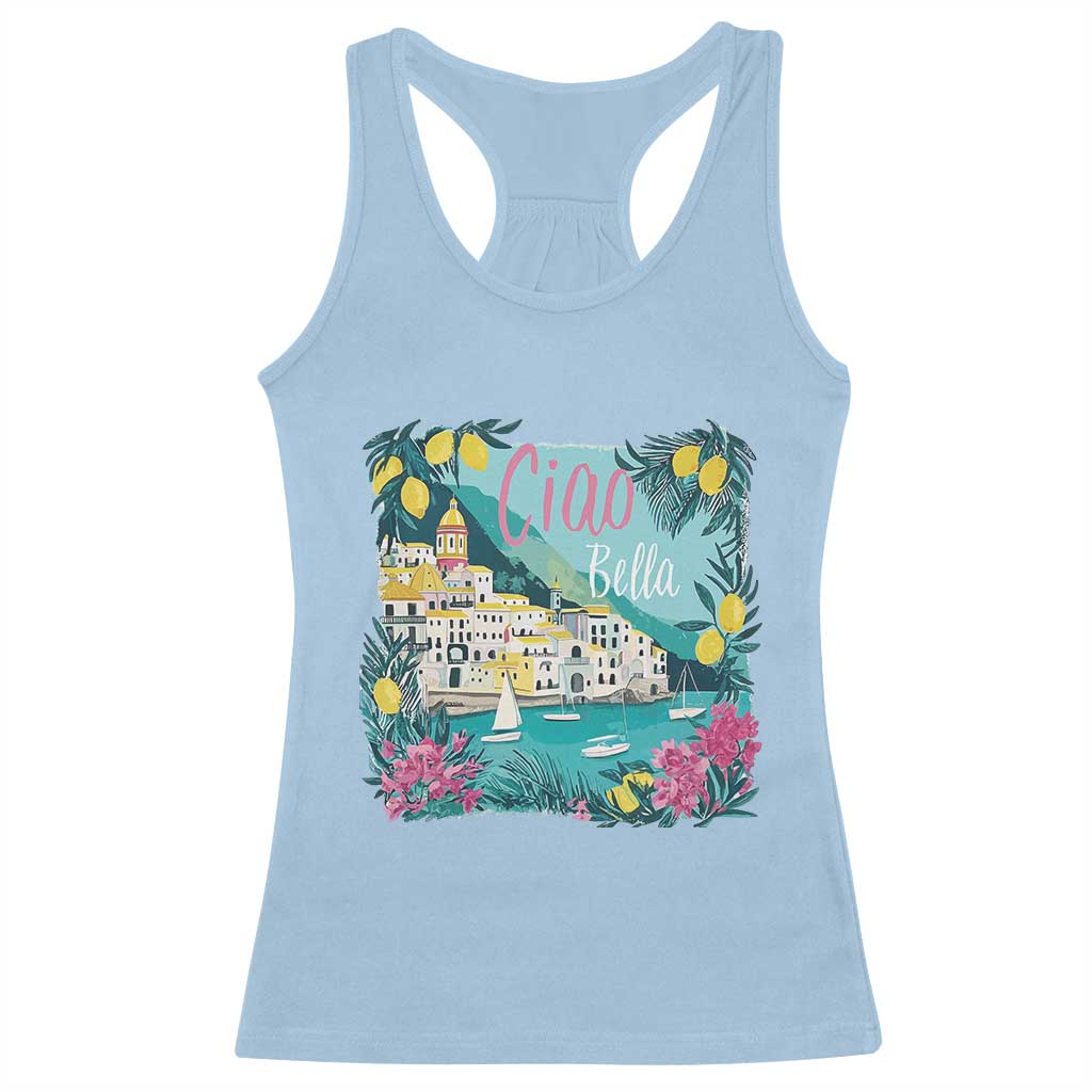 Ciao Bella Italy Amalfi Coast Racerback Tank Top Lemons and Florals Nostalgic Village - Wonder Print Shop