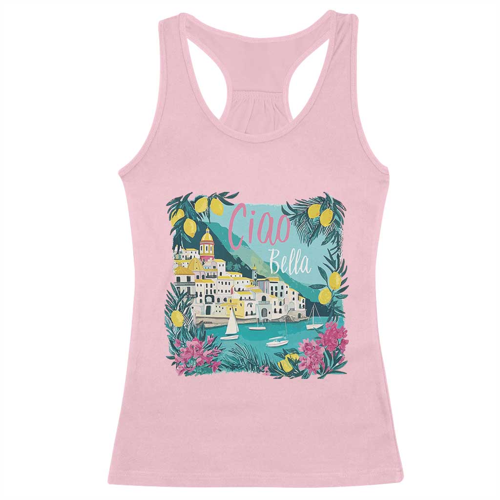 Ciao Bella Italy Amalfi Coast Racerback Tank Top Lemons and Florals Nostalgic Village - Wonder Print Shop