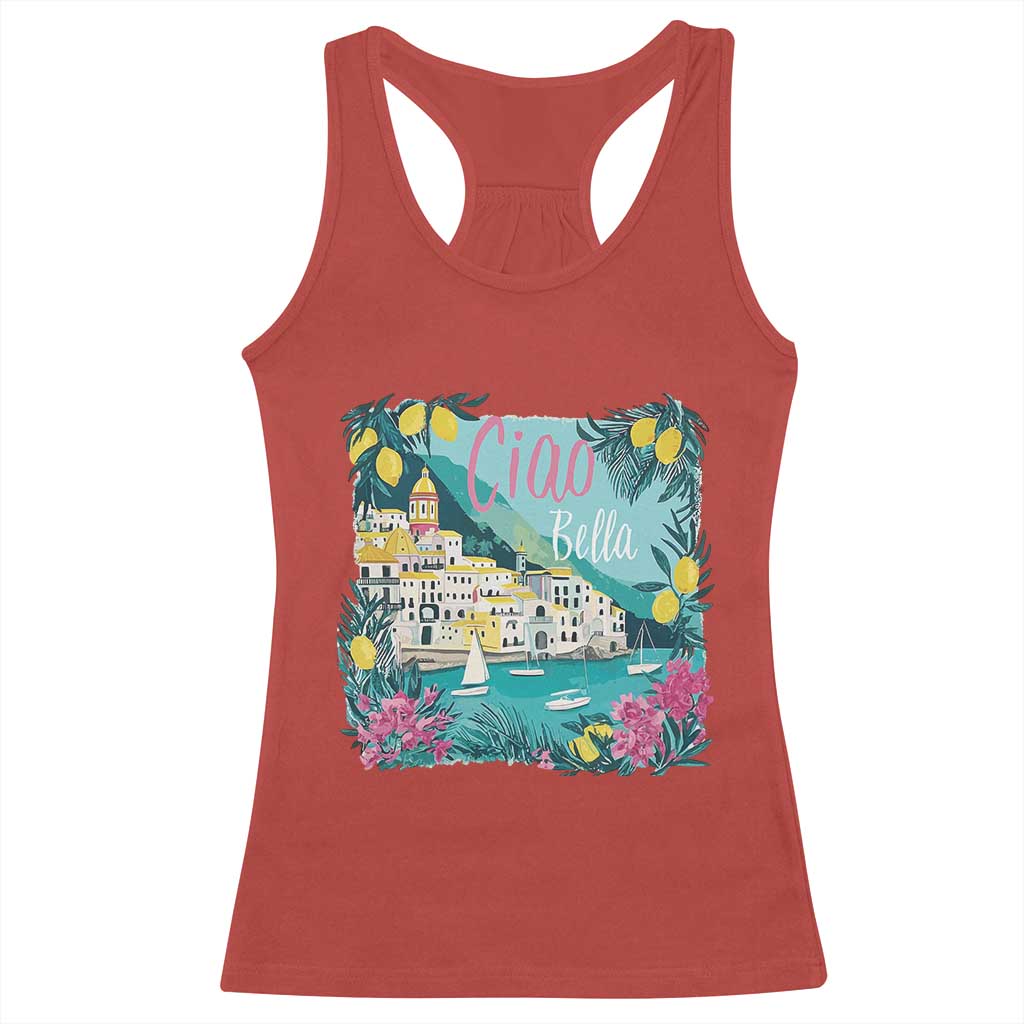 Ciao Bella Italy Amalfi Coast Racerback Tank Top Lemons and Florals Nostalgic Village - Wonder Print Shop