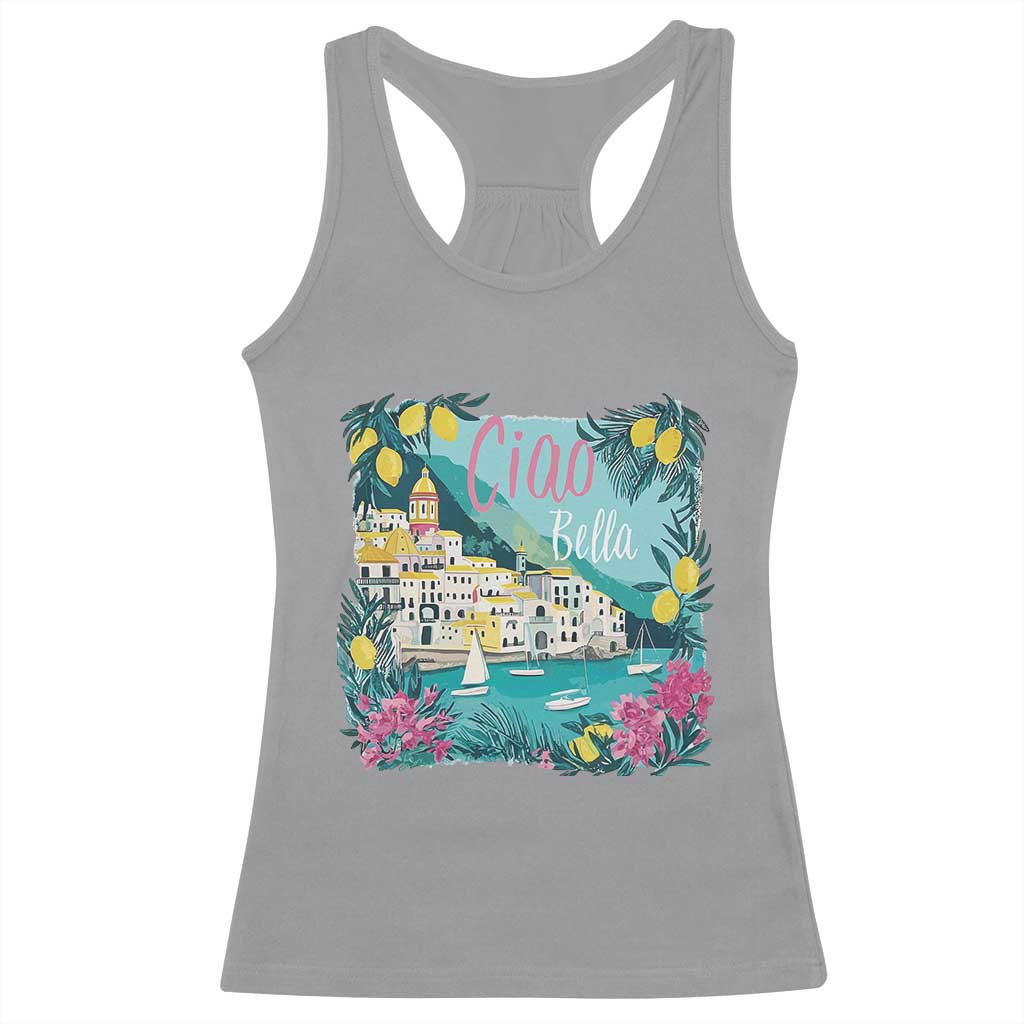 Ciao Bella Italy Amalfi Coast Racerback Tank Top Lemons and Florals Nostalgic Village - Wonder Print Shop