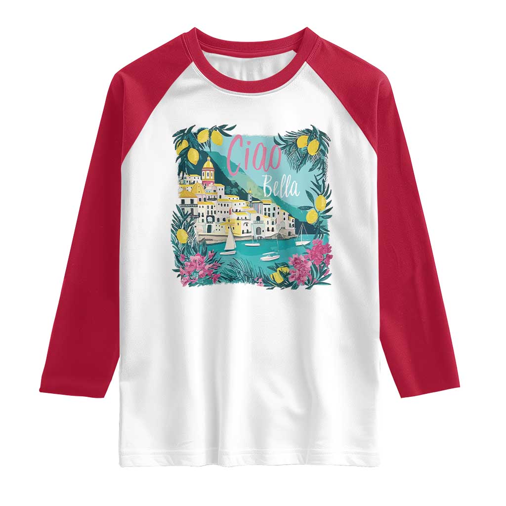 Ciao Bella Italy Amalfi Coast Raglan Shirt Lemons and Florals Nostalgic Village - Wonder Print Shop