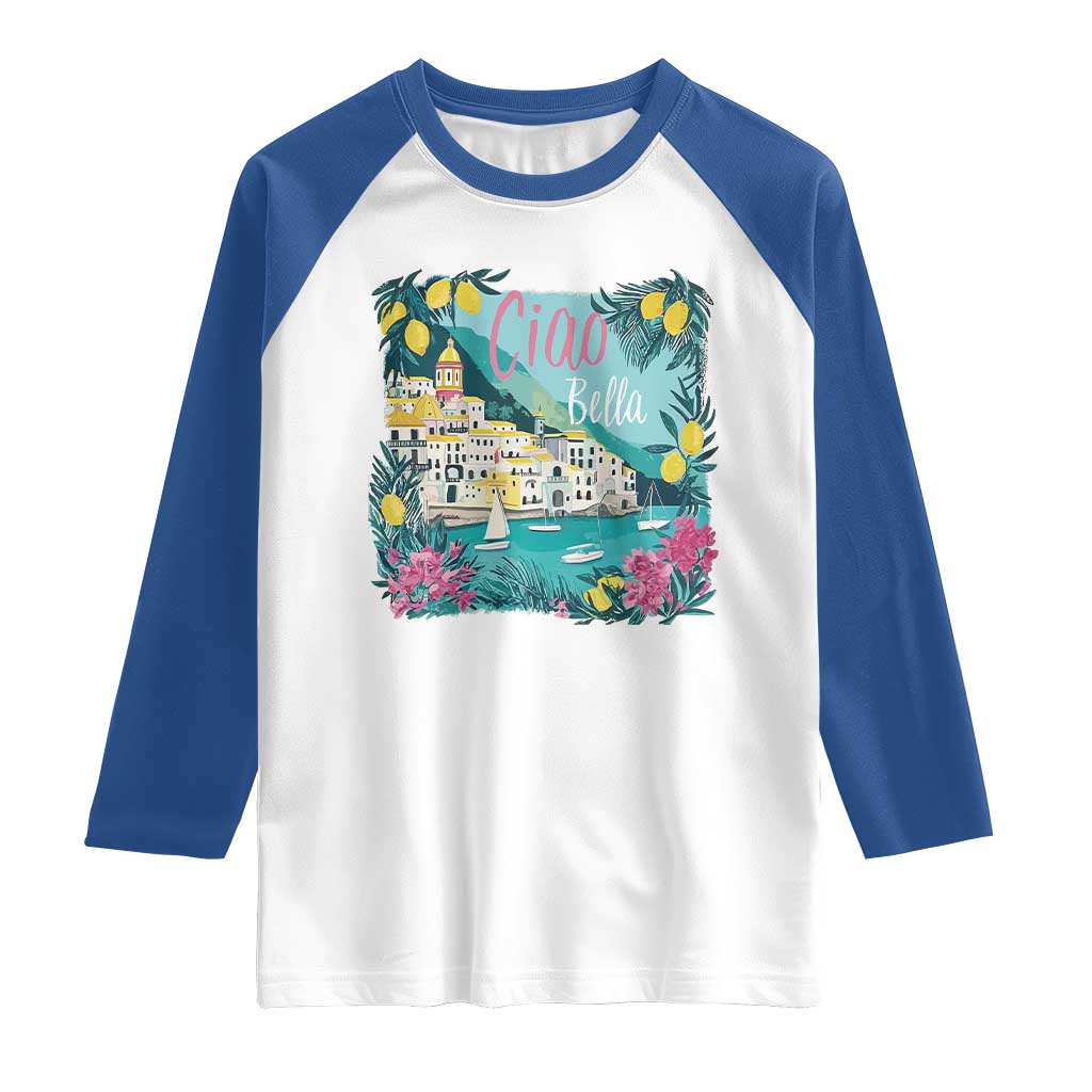 Ciao Bella Italy Amalfi Coast Raglan Shirt Lemons and Florals Nostalgic Village - Wonder Print Shop