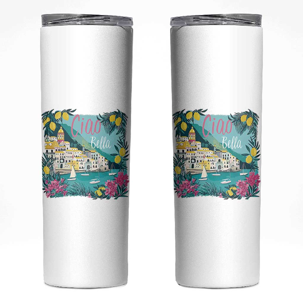 Ciao Bella Italy Amalfi Coast Skinny Tumbler Lemons and Florals Nostalgic Village - Wonder Print Shop