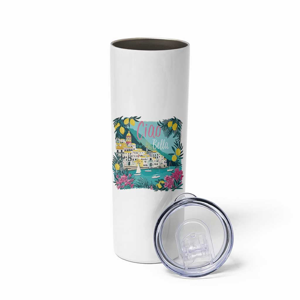 Ciao Bella Italy Amalfi Coast Skinny Tumbler Lemons and Florals Nostalgic Village - Wonder Print Shop