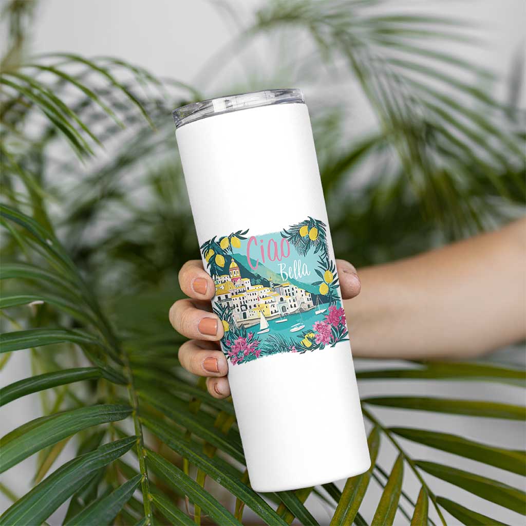 Ciao Bella Italy Amalfi Coast Skinny Tumbler Lemons and Florals Nostalgic Village - Wonder Print Shop
