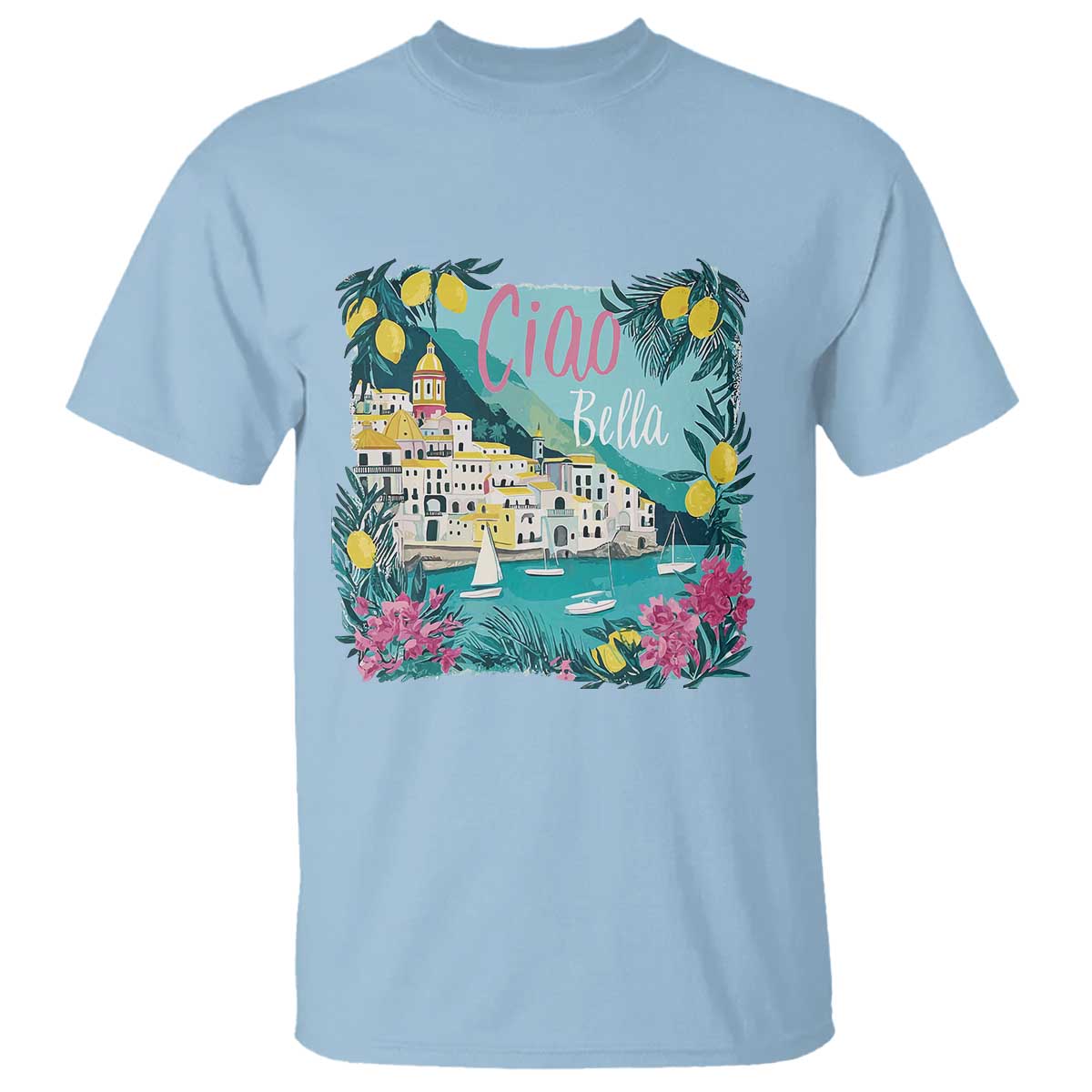 Ciao Bella Italy Amalfi Coast T Shirt Lemons and Florals Nostalgic Village - Wonder Print Shop