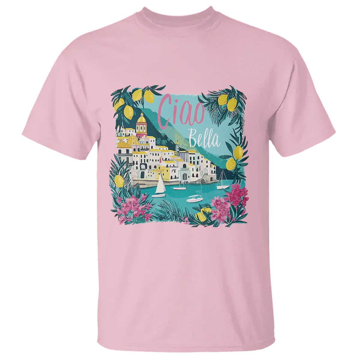 Ciao Bella Italy Amalfi Coast T Shirt Lemons and Florals Nostalgic Village - Wonder Print Shop
