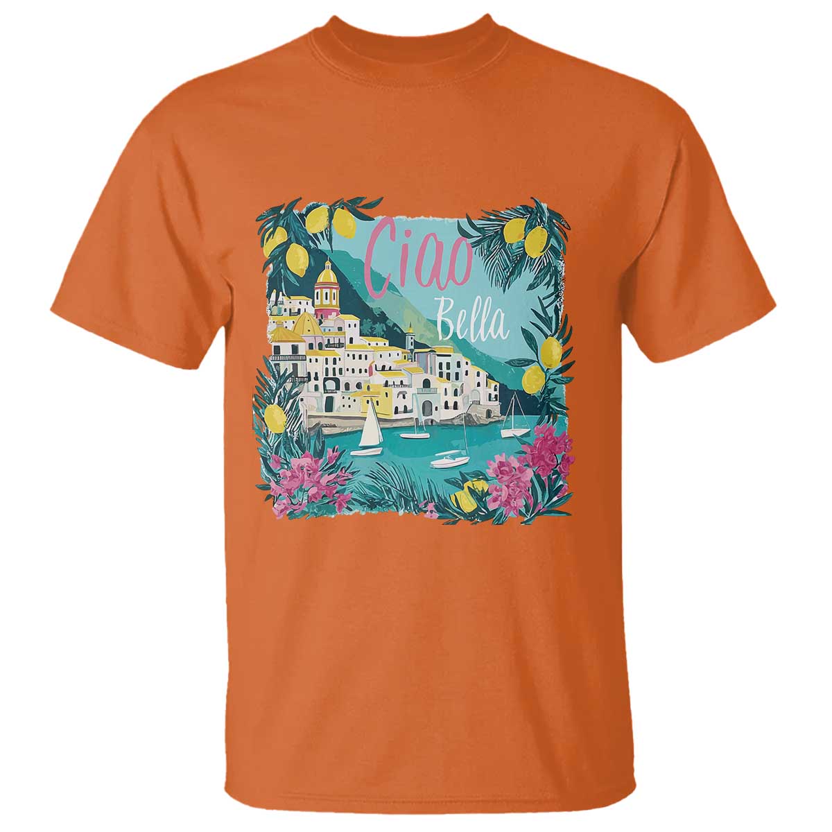 Ciao Bella Italy Amalfi Coast T Shirt Lemons and Florals Nostalgic Village - Wonder Print Shop