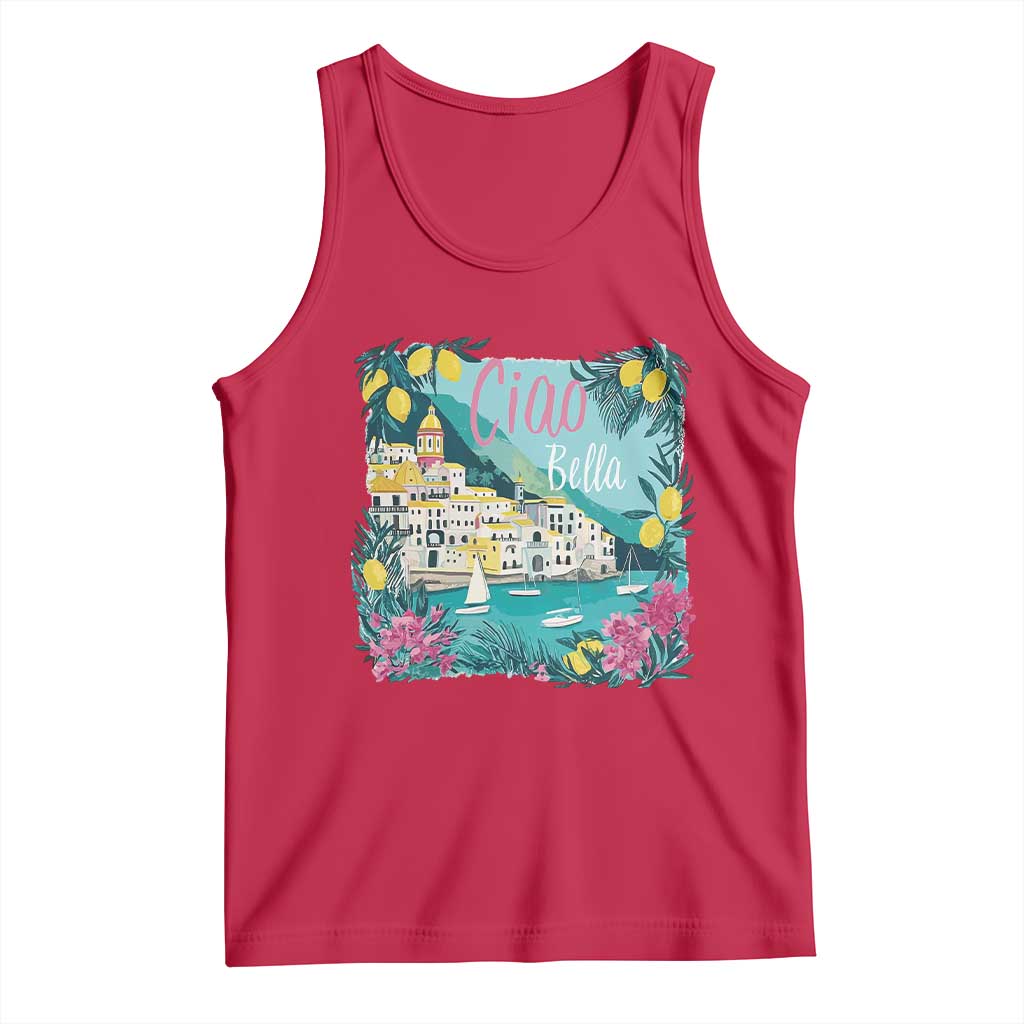 Ciao Bella Italy Amalfi Coast Tank Top Lemons and Florals Nostalgic Village - Wonder Print Shop