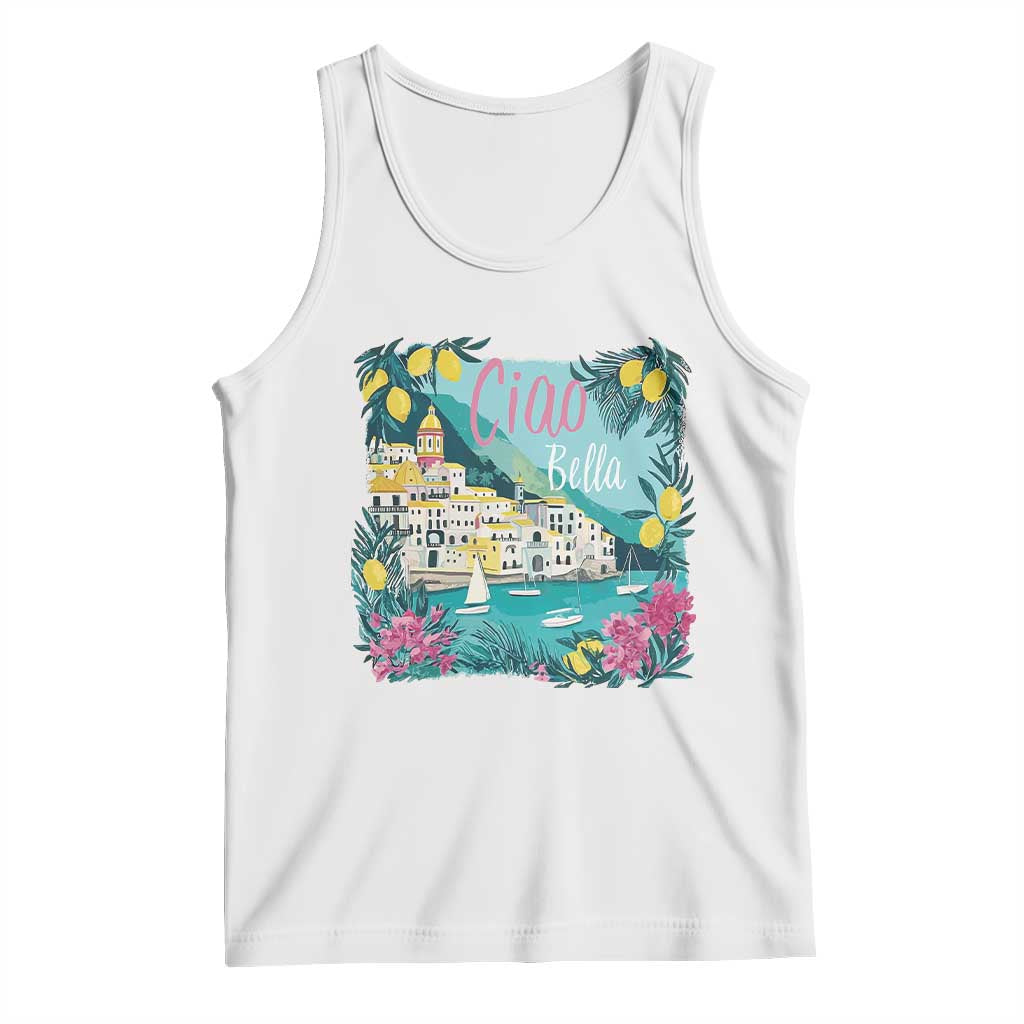 Ciao Bella Italy Amalfi Coast Tank Top Lemons and Florals Nostalgic Village - Wonder Print Shop