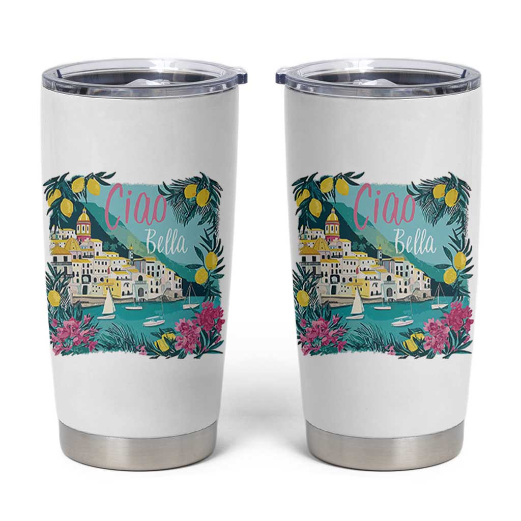 Ciao Bella Italy Amalfi Coast Tumbler Cup Lemons and Florals Nostalgic Village - Wonder Print Shop