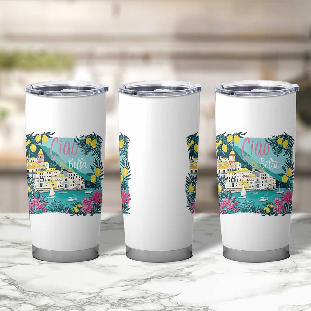 Ciao Bella Italy Amalfi Coast Tumbler Cup Lemons and Florals Nostalgic Village - Wonder Print Shop