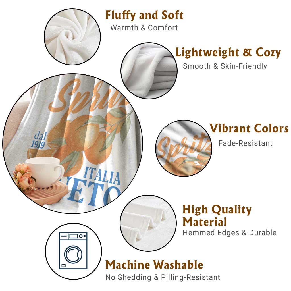 Spritz Italia Veneto Dal 1919 Throw Blanket Vintage Aperitivo Orange Italian Cocktail - Wonder Print Shop