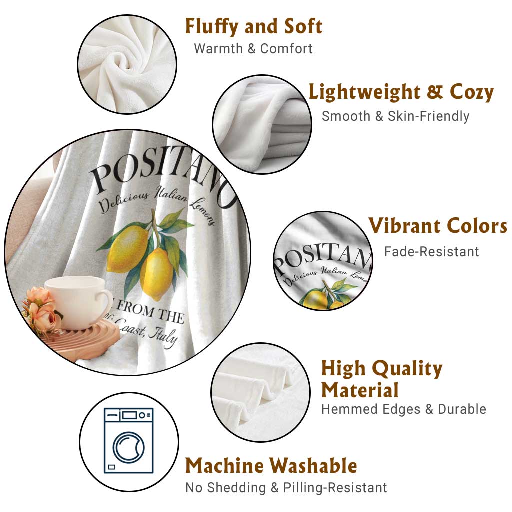 Positano Lemons Throw Blanket Fresh from the Amalfi Coast Italian Fruit - Wonder Print Shop