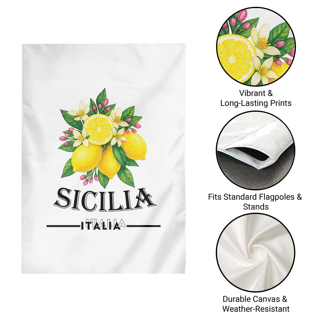Sicilia Italia Fresh Lemon Garden Flag Italian Sicilians Floral Citrus from Southern Italy - Wonder Print Shop