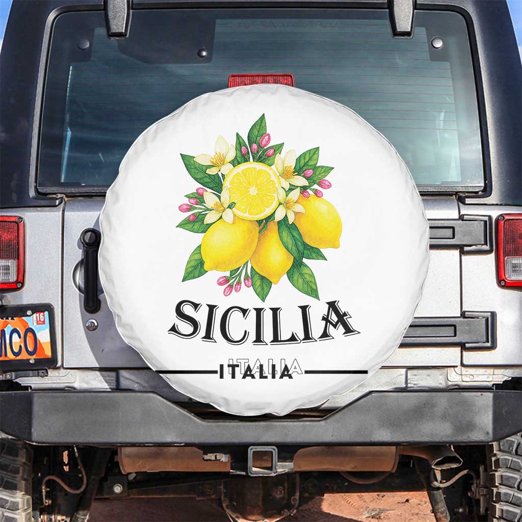 Sicilia Italia Fresh Lemon Spare Tire Cover Italian Sicilians Floral Citrus from Southern Italy - Wonder Print Shop
