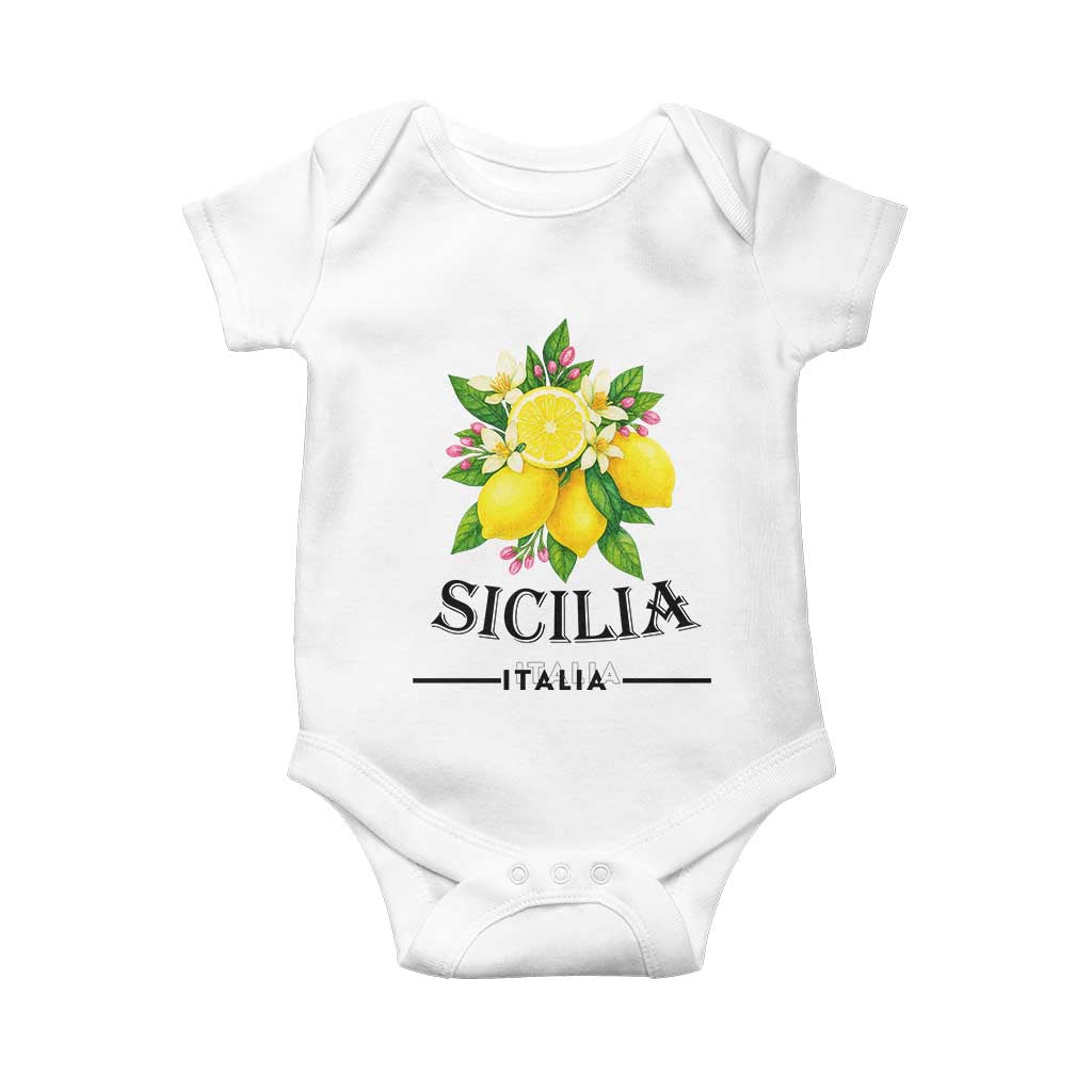 Sicilia Italia Fresh Lemon Baby Onesie Italian Sicilians Floral Citrus from Southern Italy - Wonder Print Shop