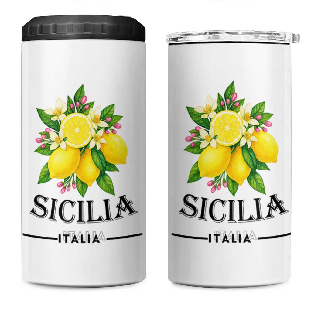 Sicilia Italia Fresh Lemon 4 in 1 Can Cooler Tumbler Italian Sicilians Floral Citrus from Southern Italy - Wonder Print Shop
