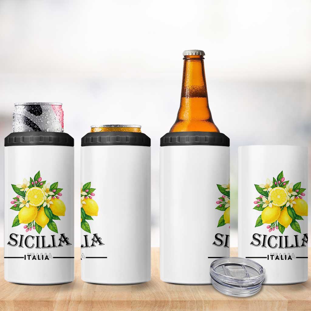 Sicilia Italia Fresh Lemon 4 in 1 Can Cooler Tumbler Italian Sicilians Floral Citrus from Southern Italy - Wonder Print Shop