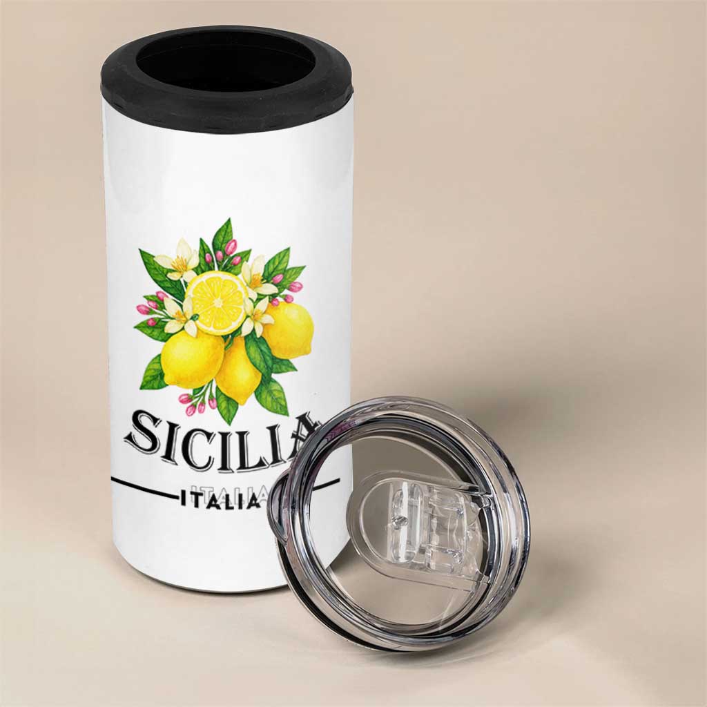 Sicilia Italia Fresh Lemon 4 in 1 Can Cooler Tumbler Italian Sicilians Floral Citrus from Southern Italy - Wonder Print Shop
