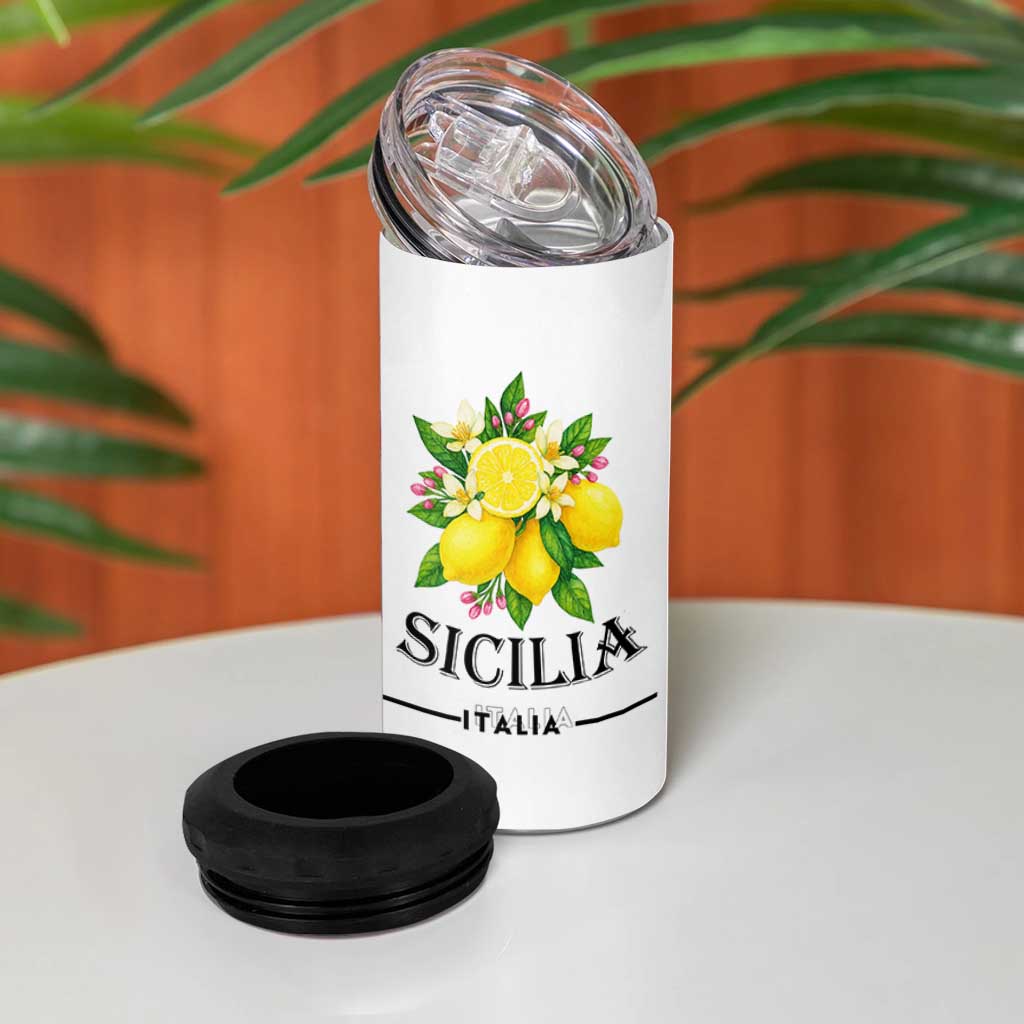 Sicilia Italia Fresh Lemon 4 in 1 Can Cooler Tumbler Italian Sicilians Floral Citrus from Southern Italy - Wonder Print Shop