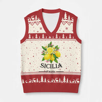 Sicilia Italia Fresh Lemon V-Neck Knit Sweater Vest Italian Sicilians Floral Citrus from Southern Italy - Wonder Print Shop