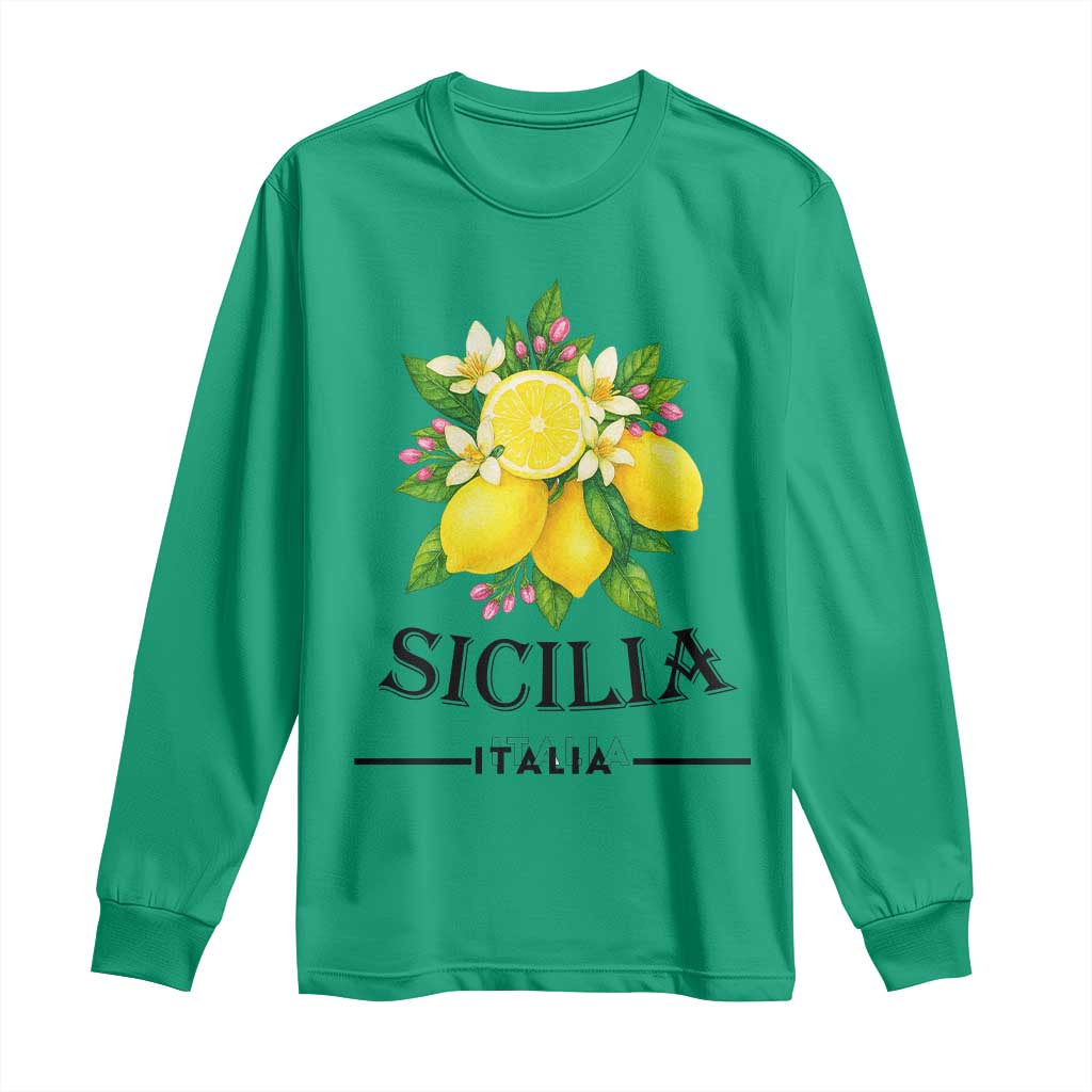 Sicilia Italia Fresh Lemon Long Sleeve Shirt Italian Sicilians Floral Citrus from Southern Italy - Wonder Print Shop