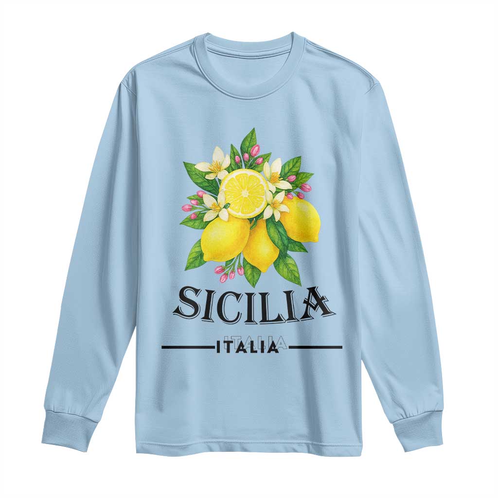 Sicilia Italia Fresh Lemon Long Sleeve Shirt Italian Sicilians Floral Citrus from Southern Italy - Wonder Print Shop