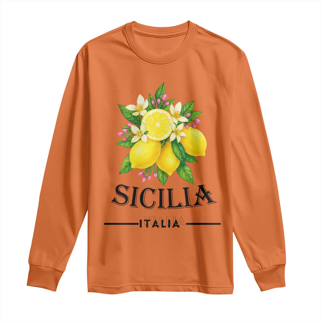 Sicilia Italia Fresh Lemon Long Sleeve Shirt Italian Sicilians Floral Citrus from Southern Italy - Wonder Print Shop