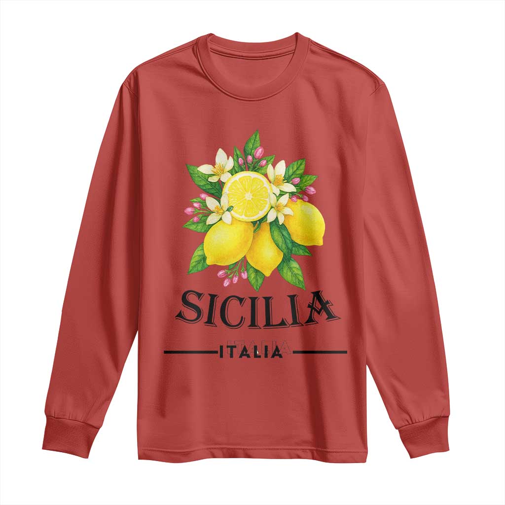 Sicilia Italia Fresh Lemon Long Sleeve Shirt Italian Sicilians Floral Citrus from Southern Italy - Wonder Print Shop