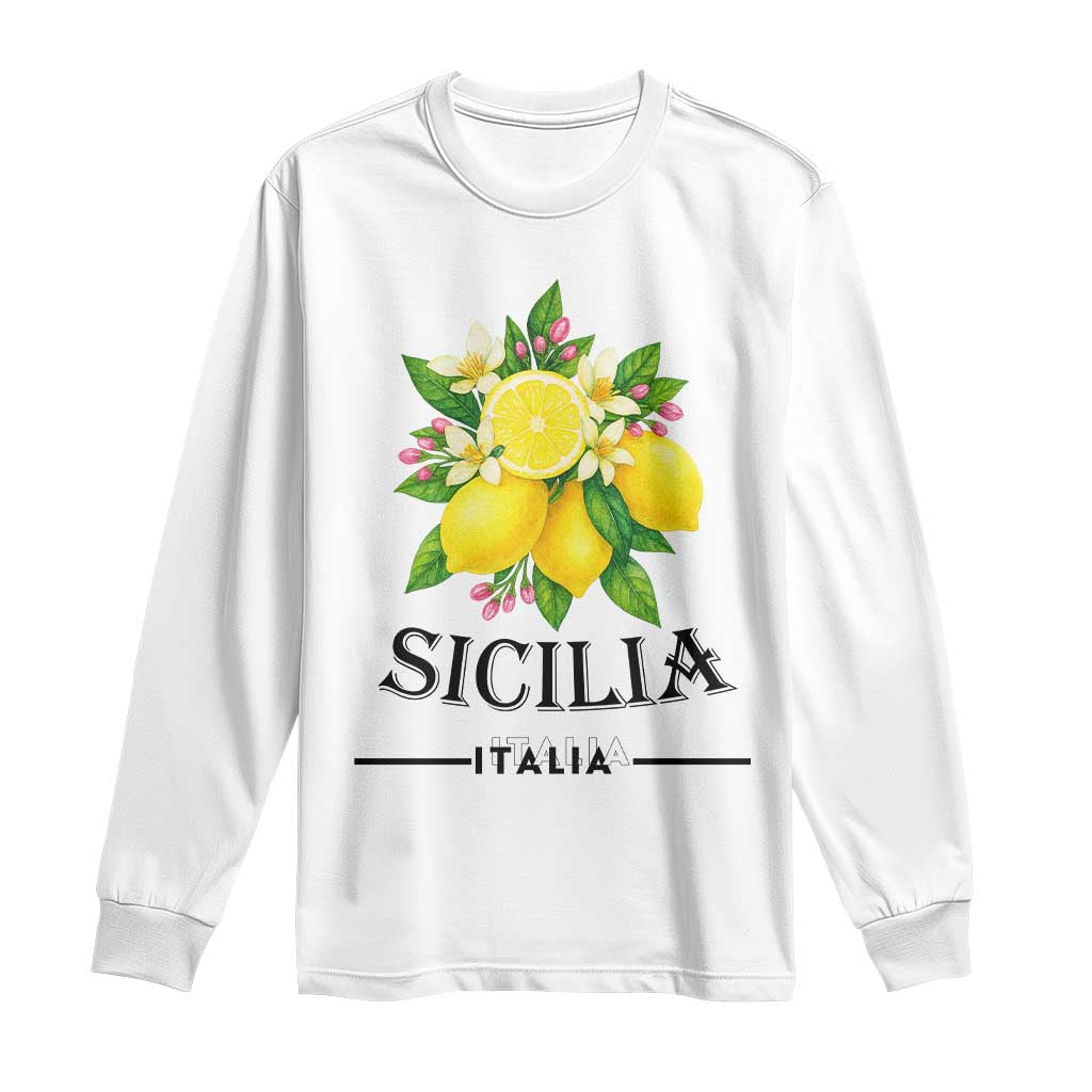 Sicilia Italia Fresh Lemon Long Sleeve Shirt Italian Sicilians Floral Citrus from Southern Italy - Wonder Print Shop