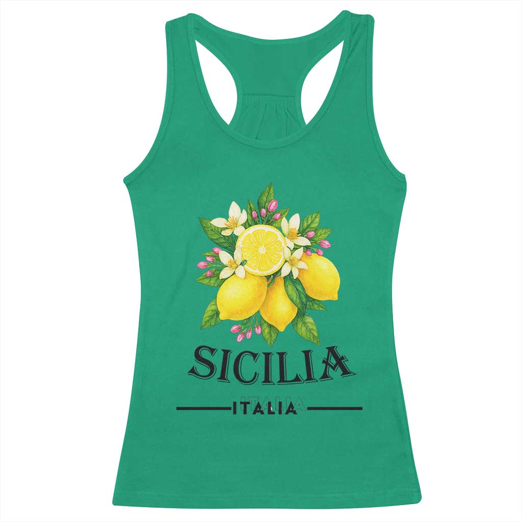 Sicilia Italia Fresh Lemon Racerback Tank Top Italian Sicilians Floral Citrus from Southern Italy - Wonder Print Shop