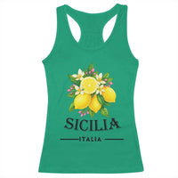 Sicilia Italia Fresh Lemon Racerback Tank Top Italian Sicilians Floral Citrus from Southern Italy - Wonder Print Shop