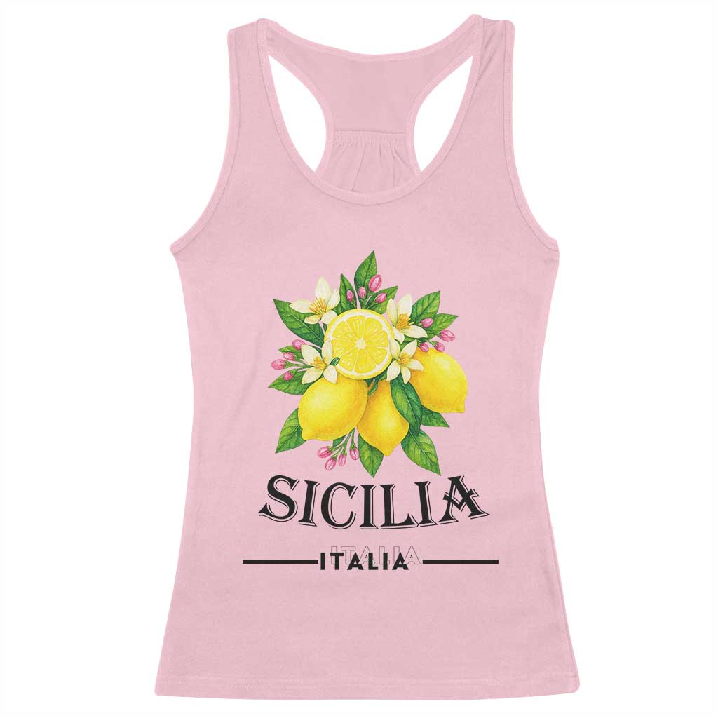 Sicilia Italia Fresh Lemon Racerback Tank Top Italian Sicilians Floral Citrus from Southern Italy - Wonder Print Shop