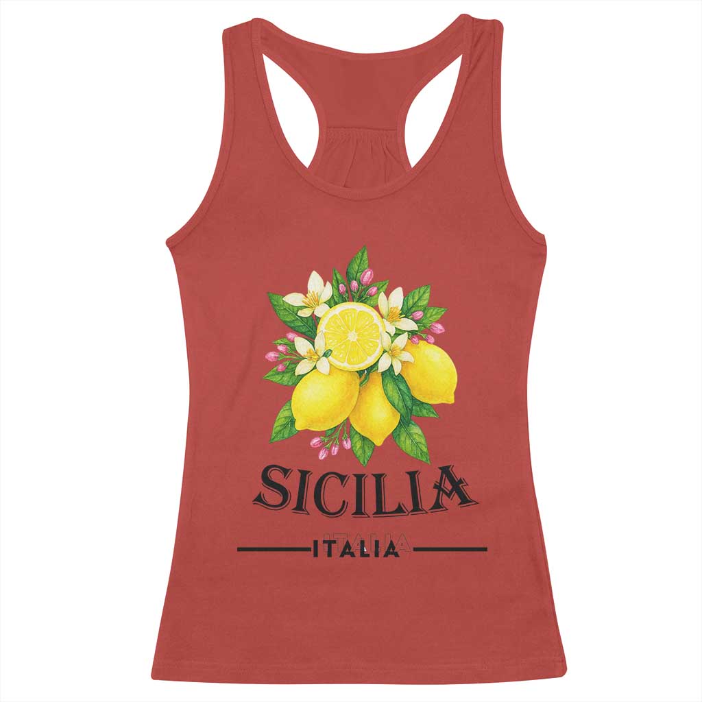 Sicilia Italia Fresh Lemon Racerback Tank Top Italian Sicilians Floral Citrus from Southern Italy - Wonder Print Shop