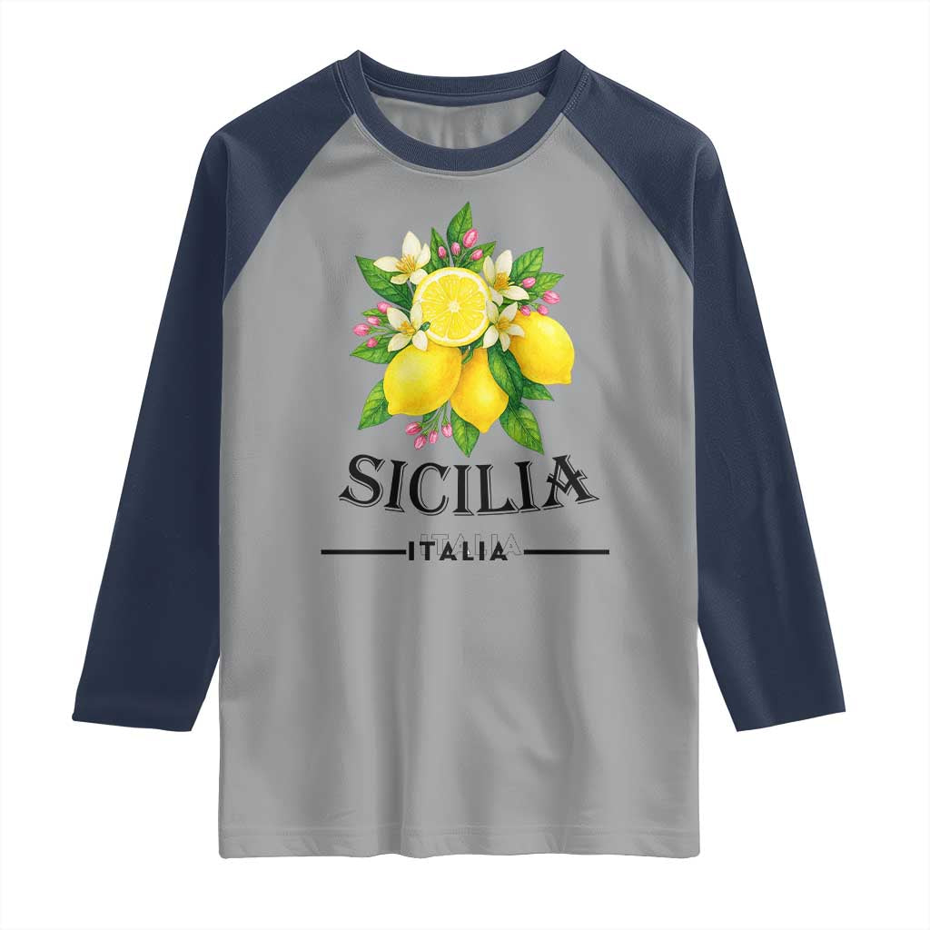 Sicilia Italia Fresh Lemon Raglan Shirt Italian Sicilians Floral Citrus from Southern Italy - Wonder Print Shop