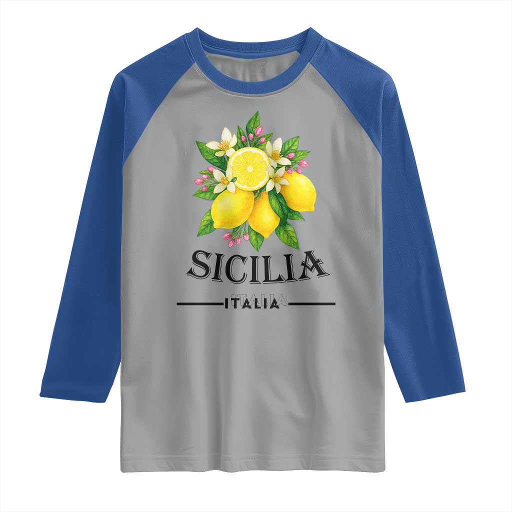 Sicilia Italia Fresh Lemon Raglan Shirt Italian Sicilians Floral Citrus from Southern Italy - Wonder Print Shop