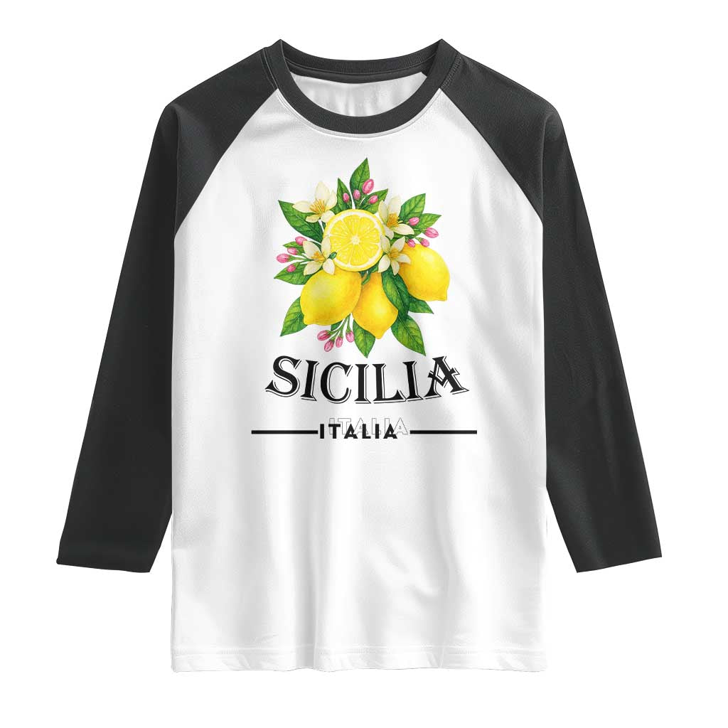 Sicilia Italia Fresh Lemon Raglan Shirt Italian Sicilians Floral Citrus from Southern Italy - Wonder Print Shop