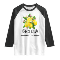 Sicilia Italia Fresh Lemon Raglan Shirt Italian Sicilians Floral Citrus from Southern Italy - Wonder Print Shop