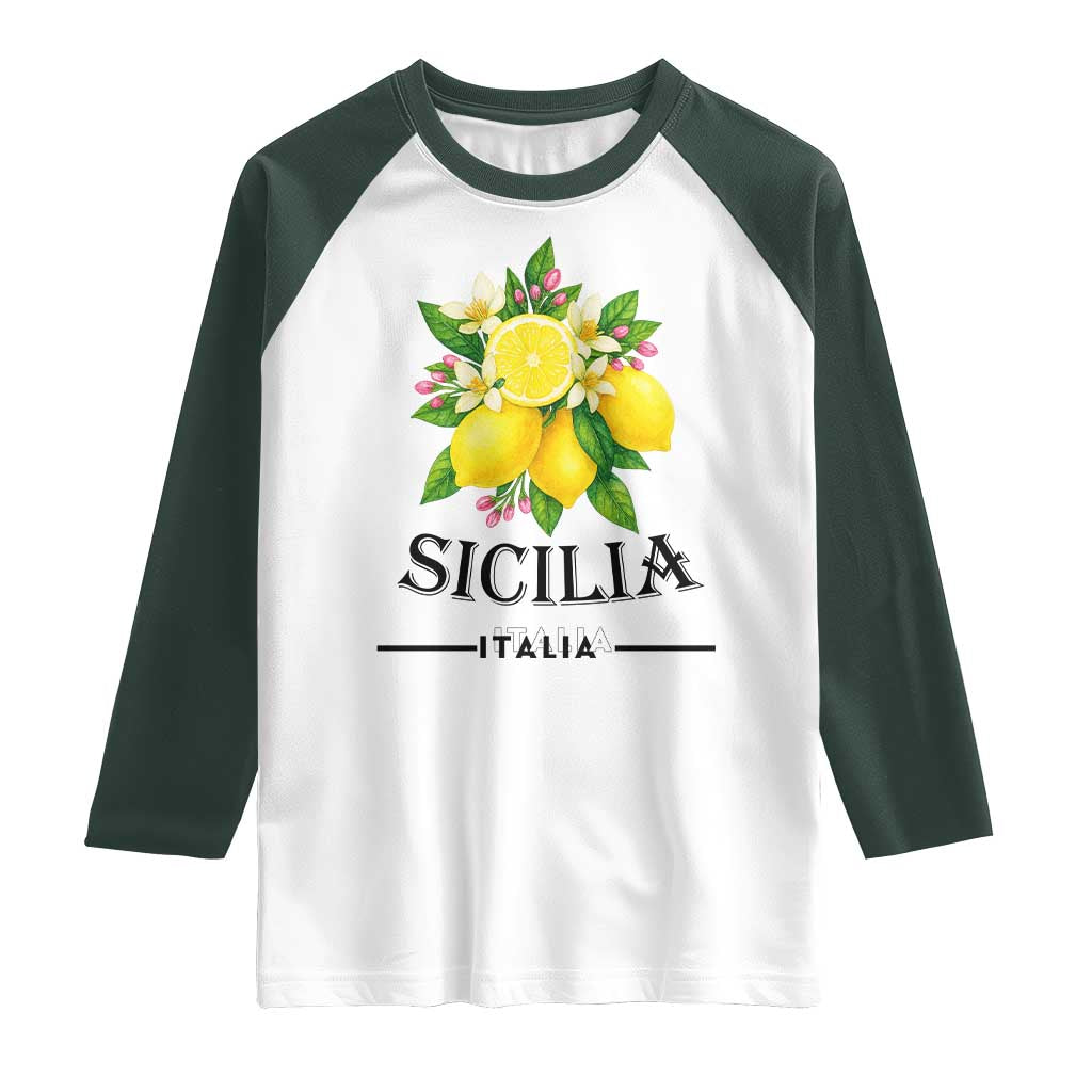 Sicilia Italia Fresh Lemon Raglan Shirt Italian Sicilians Floral Citrus from Southern Italy - Wonder Print Shop